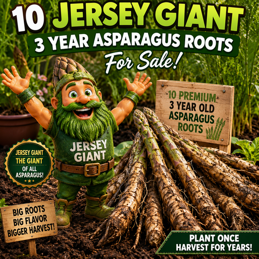 F - 10 - Jersey Giant 3-Year Asparagus Roots for Sale | Premium Asparagus Crowns $8.75 ea.