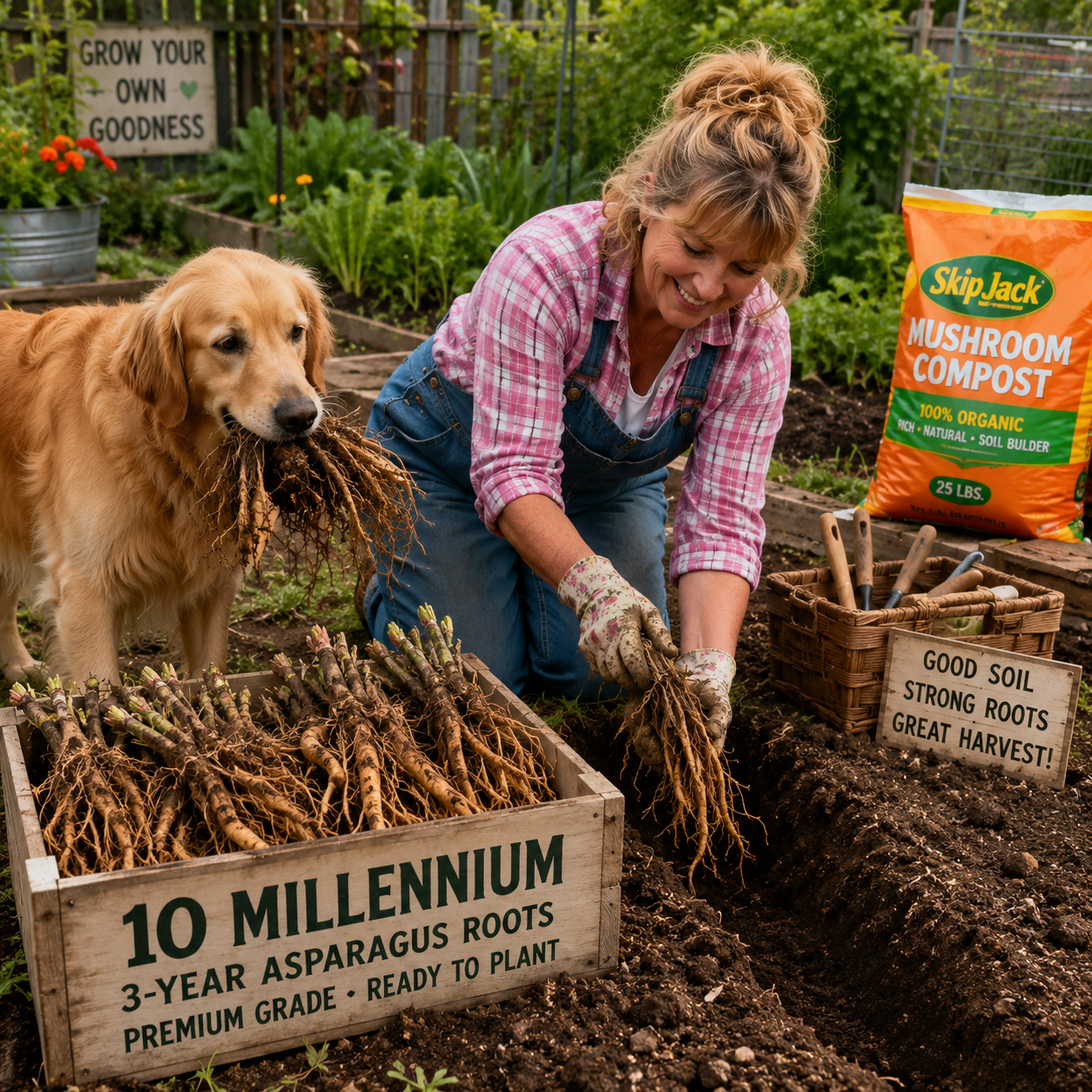10 Millennium Asparagus Roots – 3-Year-Old Premium Crowns for Sale $8.75 ea.